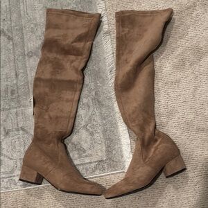 Brown Suede Over-the-Knee Boots